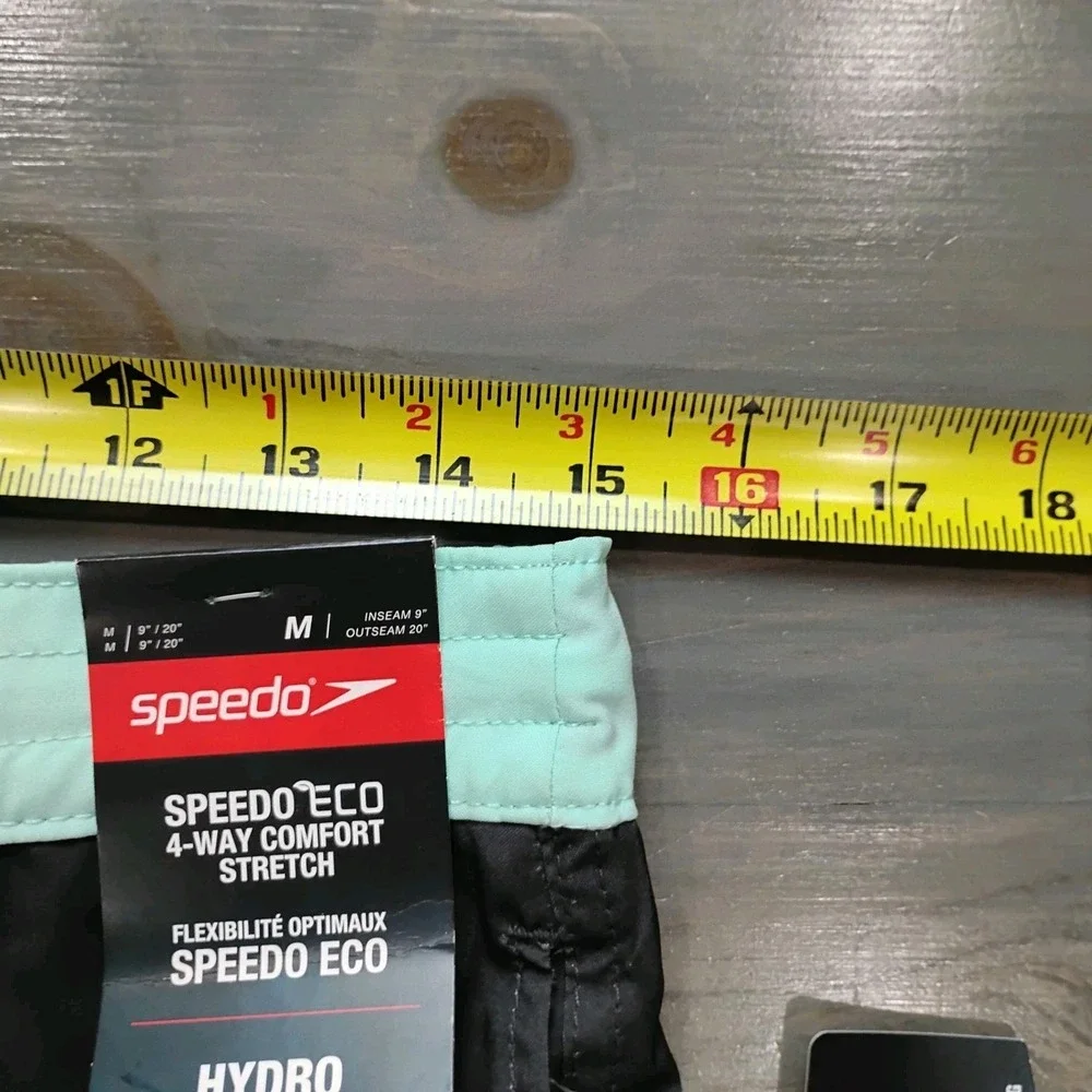 NWT SPEEDO Bondi Edge Board Shorts Men's M Black Multi Stripe Fully Lined Swim